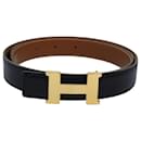 HERMES Constance Belt Leather 31.1"" Black Auth 81360 - Hermès