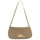 Bolso de Hombro Christian Dior Suede Beige Auth 81607