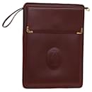 CARTIER Clutch Bag Leather Wine Red Auth bs15789 - Cartier