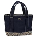 Sac à main en denim Nova Check Blue Label Burberry Navy Beige Auth 83301