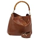 GUCCI Bamboo Shoulder Bag Leather 2way Brown 001 1638 Auth 78250 - Gucci