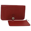 HERMES Portefeuille Dogon GM Cuir Rouge Auth bs15767 - Hermès