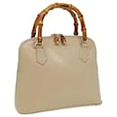 GUCCI Bamboo Hand Bag Leather Beige Auth 81937 - Gucci