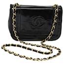 CHANEL COCO Schultertasche mit Kettenmarkierung Emaille Schwarz CC Auth bs15778 - Chanel