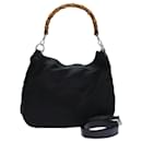 GUCCI Bamboo Shoulder Bag Nylon Black 001 1705 1577 Auth 72069 - Gucci