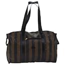 FENDI Pecan Boston Bag Brown Black Auth ep4396 - Fendi