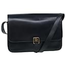 Bolsa de ombro Christian Dior em couro azul marinho Auth bs15773