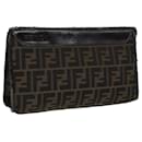 FENDI Zucca Canvas Clutch Bag Brown Auth 81841 - Fendi