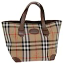 Bolsa de mão em canvas bege com estampa Nova Check da BURBERRY Auth 83402 - Burberry