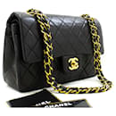 CHANEL Klassische Double Flap 9" Schultertasche mit Kette aus schwarzem Lammleder - Chanel