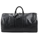 Bolso de viaje Keepall 55 en cuero Epi de Louis Vuitton en negro M59142