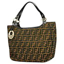 Sac fourre-tout en toile nylon Zucca marron Fendi