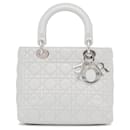 White Dior Medium Lambskin Cannage Lady Dior Satchel