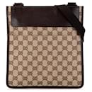 Brown Gucci GG Canvas Flat Messenger Crossbody Bag