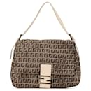 Braune Fendi Zucchino Canvas Mamma Forever Schultertasche