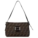 Brown Fendi Zucca Canvas Flap Shoulder Bag