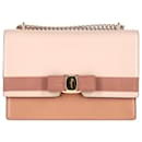 Ferragamo Vara Bow Medium Shoulder Bag in Nude Leather - Salvatore Ferragamo