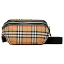 Bolsa de cinto em nylon xadrez vintage marrom Burberry