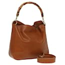 Bolsa de Ombro de Couro GUCCI Bamboo 2way Marrom 001 0166 1638 Auth 80845 - Gucci