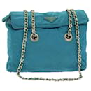 PRADA Chain Shoulder Bag Nylon Blue Auth ar12043 - Prada