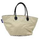 BURBERRY Nova Check Blue Label Hand Bag Nylon Beige Auth 81676 - Burberry