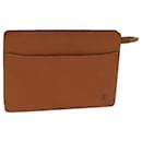 LOUIS VUITTON Epi Pochette Masculina Bolsa Clutch Marrom Zipang ouro M52528 Auth 82491 - Louis Vuitton