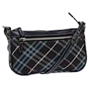 Bolso de hombro Burberry Nova Check Blue Label de lona marrón y azul Auth 82267