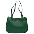 Sac à épaule en cuir vert Auth 81640 - Céline