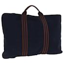 HERMES Fourre Tout Hand Bag Canvas Navy Brown Auth 80918 - Hermès