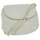 BOTTEGA VENETA INTRECCIATO Shoulder Bag Leather White Auth yk13588 - Autre Marque