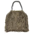 Sac fourre-tout large à franges en matériau recyclé Falabella à rabat, taupe - Stella Mc Cartney