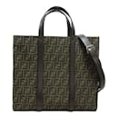 Fendi Leder-Canvas-Shopper-Tasche