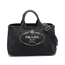 Bolsa tote de lona preta Canapa da Prada