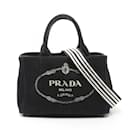 Bolsa tote de lona preta Canapa da Prada