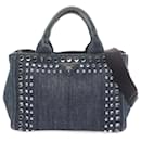 Bolsa tote Canapa Prada em denim azul marinho