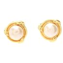 Chanel Gold Plated Clip Earrings with Fake Pearls