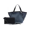 Sac fourre-tout en denim et cuir Prada