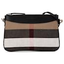 Bolso cruzado Peyton de lona de cuadros negros mega de Burberry