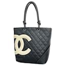 Bolsa tote Chanel Cambon em couro de cordeiro preto