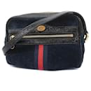 Bolso de hombro de cuero de ante azul marino Gucci