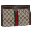 GUCCI GG Supreme Web Sherry Line Clutch Bag PVC Beige 67 014 2125 Auth 83284 - Gucci