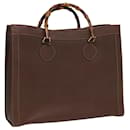 Borsa a mano in pelle marrone GUCCI Bamboo 002 1186 0259 Auth ep4621 - Gucci