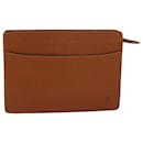 LOUIS VUITTON Epi Pochette Homme Clutch Bag Brown Zipang gold M52528 Auth 83422 - Louis Vuitton