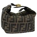 FENDI Vanity Zucca Canvas Pouch Black Brown Auth 82485 - Fendi