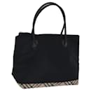 Burberrys Nova Check Blue Label Hand Bag Canvas Black Auth ti1780 - Autre Marque