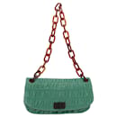 PRADA Chain Shoulder Bag Leather Green Auth 81468 - Prada