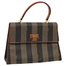 Borsa a mano in tela Pecan FENDI nera e marrone Auth 83199 - Fendi