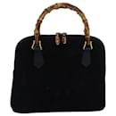 GUCCI Bamboo Hand Bag Suede Black 000 1046 0290 Auth 83323 - Gucci