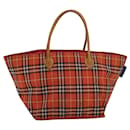 Burberry Nova Check Blue Label Tote Bag aus Nylon und Leder orange braun Auth ti1814