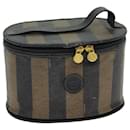 FENDI Pecan Canvas Vanity Cosmetic Pouch Black Brown Auth bs14130 - Fendi